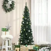 SUGIFT Künstlicher Weihnachtsbaum schmal 180 cm, Christbaum Tanne mit Ständer & Stern, Kunststoff/Metall, Grün | 55 x 55 cm | 390 Spitzen | 2,1 kg