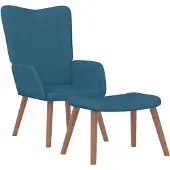 vidaXL Relaxsessel mit Hocker Blau Samt