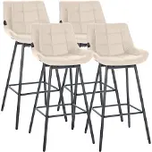 CLP 4er Set Barhocker Weston Schwenkbar Creme/Kunstleder