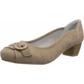 Marc Modische Damen Pumps mit Blockabsatz in Holzoptik und geschlossener Spitze Beige