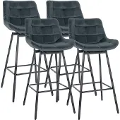 CLP 4er Set Barhocker Weston Schwenkbar Dunkelgrau/Samt