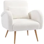 HOMCOM Sessel gepolsterter Loungesessel mit Armlehnen, Lendenkissen, Metallbeine