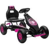HOMCOM Gokart, Kinderfahrzeug mit Pedal, Tretauto, Outdoor, Rosa