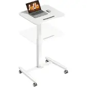 HOMCOM Laptoptisch Höhenverstellbar Pneumatisch mit Rollen Neigbarer Tischplatte