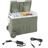 Outsunny 33 Liter Kompressor Kühlbox elektrische Kühlbox mit LED Rolle