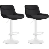 CLP 2er Set Barhocker Vonore Stoff weiß schwarz