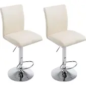 CLP 2er Set Barhocker Köln Kunstleder chrom creme