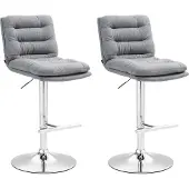 CLP 2er Set Barhocker Damar Stoff chrom grau