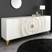 Riess Sideboard GOLDEN SUNSET 180cm weiß gold Mangoholz Metallbeine Kommode Anrichte Schrank