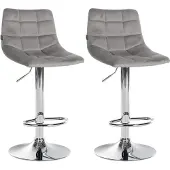 CLP 2er Set Barhocker Jerry Samt chrom grau