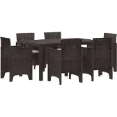 vidaXL Möbel 7-teiliges Garten Essset mit Kissen Braunes Poly-Rattan - Gartentische 3378558