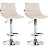 CLP 2er Set Barhocker Jerry Samt chrom creme
