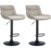 CLP 2er Set Barhocker Vonore Stoff schwarz taupe