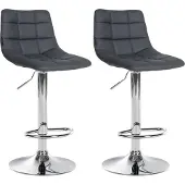 CLP 2er Set Barhocker Jerry Kunstleder chrom grau