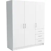 Masseno Drehtürenschrank PINELLO 144/177/50 cm 3-türig Schlafzimmer Schrank Kleiderschrank Weiß
