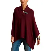 Ralph Lauren für Damen. 200P03462001 Poncho aus Strickware mit Wollmischung in Weinrot (L/XL), Lässig, Kastanienbraun, Wolle, Klassis