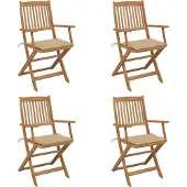 Prolenta Maison Exclusive - Klappstühle, 4 Stück, mit Kissen, aus massivem Akazienholz