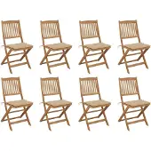 Prolenta Maison Exclusive - Klappbare Gartenstühle mit Kissen 8 Stk. Massivholz Akazie