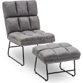 MCombo Relaxsessel Fernsehensessel Loungesessel Sessel-Hocker-Set Mikrofaser-Stoffbezug 0016 Dunkelgrau