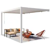 PRIMEYARD 3x4 m Anbaupergola in weiß, mit Lamellendach in weiß - (400139)