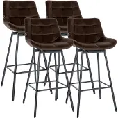 CLP 4er Set Barhocker Weston Schwenkbar Braun/Samt