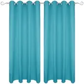 Bestgoodies Dekoschal Ellen Ösen Blickdicht 2er Pack - 140x145 cm Türkis