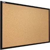 Allboards Pinnwand braun, aus Kork, mit schwarzem Holzrahmen, 90 x 60 cm