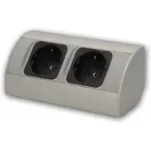 ORNO Aufbau-Steckdose 2-fach Schwarz Silber 230V 3680W 05m Kabe
