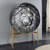 Riess Massives Highboard LION 140cm schwarz gold Mangoholz 3D Schnitzereien Kunstwerk