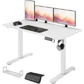 Vinsetto Höhenverstellbarer Schreibtisch 140 x 70cm Computertisch, Weiß