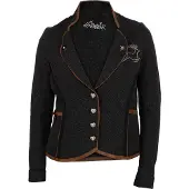Hangowear Elegante Jacke QADIRA Anthrazit mit funkelndem Hirschmotiv und Hirschgeweih aus Kristallen