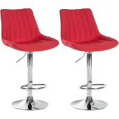 CLP 2er Set Barhocker Toni Stoff chrom rot
