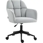 Welikera Bürostuhl, ergonomisch, höhenverstellbar, drehbar, Samtoptik, bis 120 kg, Hellgrau