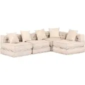 vidaXL 4-Sitzer Modularer Pouf Beige Stoff