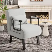 Hawthyhome 4-in-1-Klappstuhl multifunktionaler Leinen-Liegestuhl Rückenlehne verstellbares Schlafsofa für Wohnzimmer und Schlafzimmer, Hellgrau