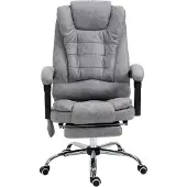 Welikera Bürostuhl mit Massagefunktion, Ergonomischer Schreibtischstuhl mit Liege- & Wärmefunktion, Fernbedienung, Grau