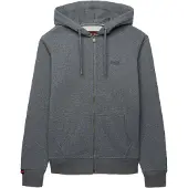 Superdry Sweatshirt "Sweatjacke Essential Logo Zip Hoodie", Herren, Gr. L, grau (graumelange), Obermaterial: 72% Baumwolle CO. 28% Polyester PES., Sweatshirts Sweatshirt