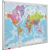Proregal Magnetisches Whiteboard Politische Weltkarte | HxB 90x120cm | mit Befestigungsmaterial & Stiftablage | Sublimationsstahl