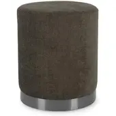 Bizzotto Hocker Ernestine aus Stoff, modern gepolstert, dunkelbraun, rundes Design von