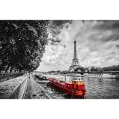 Papermoon Fototapete "Eiffelturm Seine", bunt, B:4m L:2,6m, Vlies, Tapeten, Fototapete