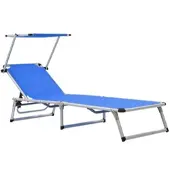 Furnicato Sonnenliege Klappbar Mit Sonnenschutz Alu Und Textilene Blau