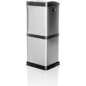 Hjh OFFICE Mülleimer 32 Liter CLEAN VII Abfalleimer Mülltrenner rechteckig für Küche, Büro mit Step-On 78.0 x 32.0 x 32.0 cm