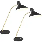 TRIO 2x Tischleuchte, schwarz, gold, verstellbar, H 54 cm