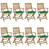 vidaXL Eleganten-Stil Klappbare Gartenstühle 8 Stk. mit Kissen Massivholz Akazie,Gartenstühle CHY68497
