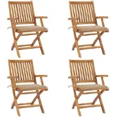 Syfax Klappbare Gartenstühle mit Kissen 4 Stk. Massivholz Teak