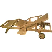 Linder Exclusiv GmbH Multifunktionale Premium Teak Gartenliege mit Rollen Seitentisch Teakliege 200cm