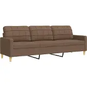 vidaXL 3-tlg. Sofagarnitur mit Fußhocker Braun Stoff