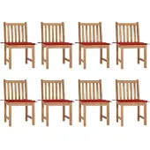 vidaXL Gartenstühle 8 Stk. mit Kissen Massivholz Teak
