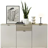 Innostyle Sideboard INA Kaschmir Leistenoptik mit Softclose, Selbsteinzug und schwarzen Metallgriffen