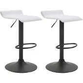 CLP 2er Set Barhocker Dyn V2 Kunstleder höhenverstellbar und drehbar | Farbe weiß Gestell Farbe schwarz